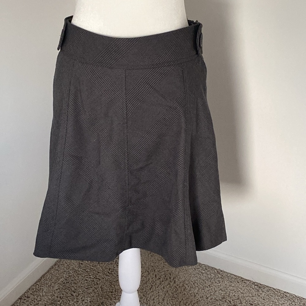 Gray Plaid A-Line Skirt with Buckle Detail 💕